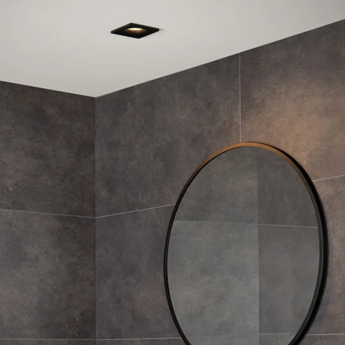 Lucide ZIVA - Inbouwspot Badkamer - 1xGU10 - IP44 - Zwart - sfeer 1